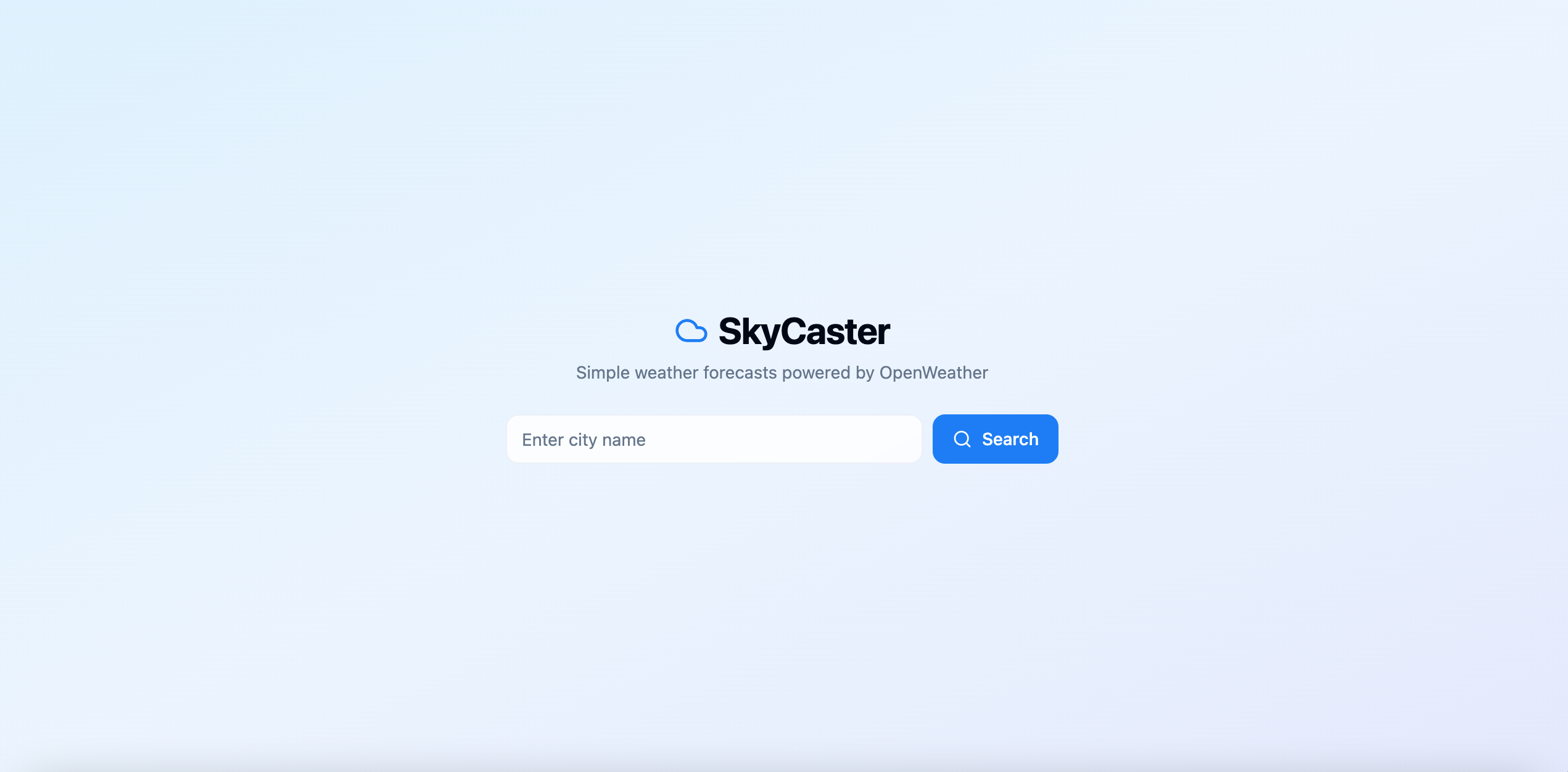 Screenshot of the SkyCaster weather app
