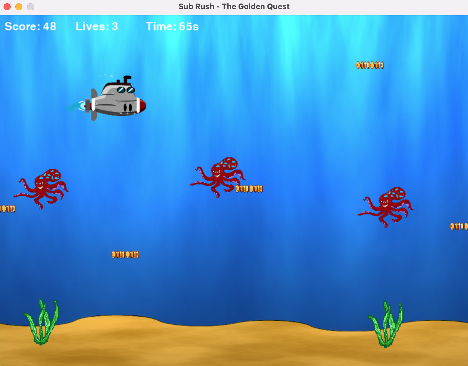 Gameplay showing increased difficulty with more obstacles